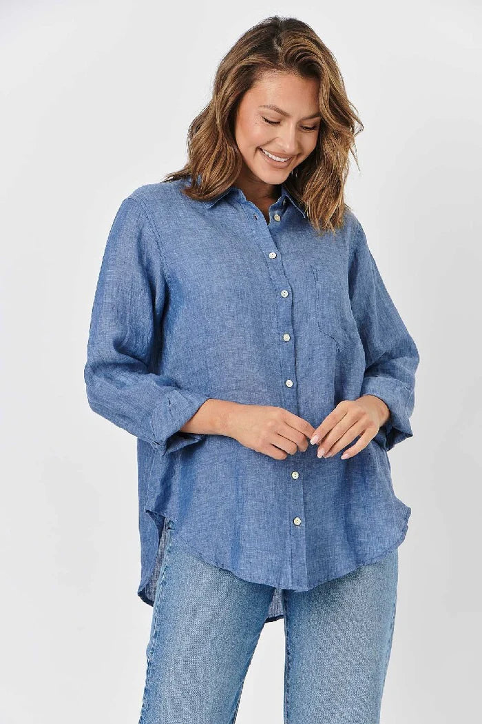 Enveloppe Ladies Boyfriend Shirt - Denim Blue