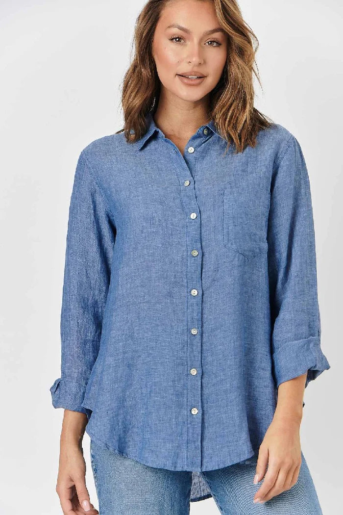 Enveloppe Ladies Boyfriend Shirt - Denim Blue