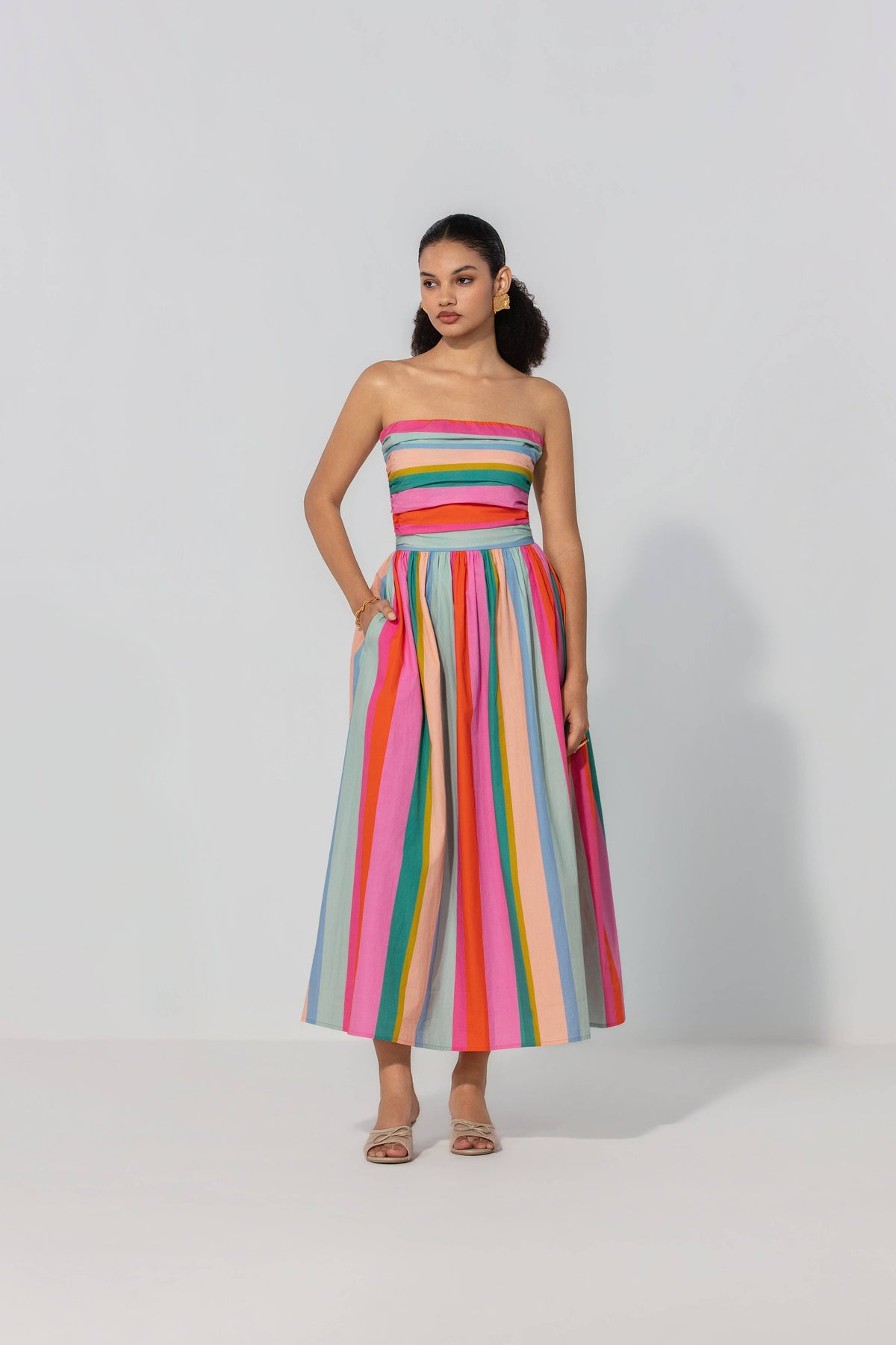 thr3letter - Painted Stripe Maxi Dress