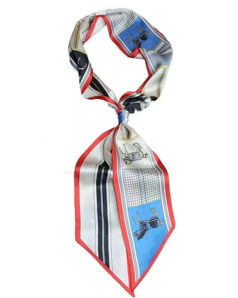 Greenwood Designs - Satin Neck Scarves & Bag Ties - Horsing Around Red
