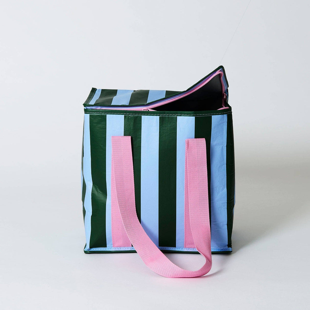 Project Ten Green Blue Stripe Medium Insulated Tote