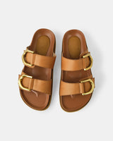 Walnut Ladies Mint Leather Slide - Coconut Tan