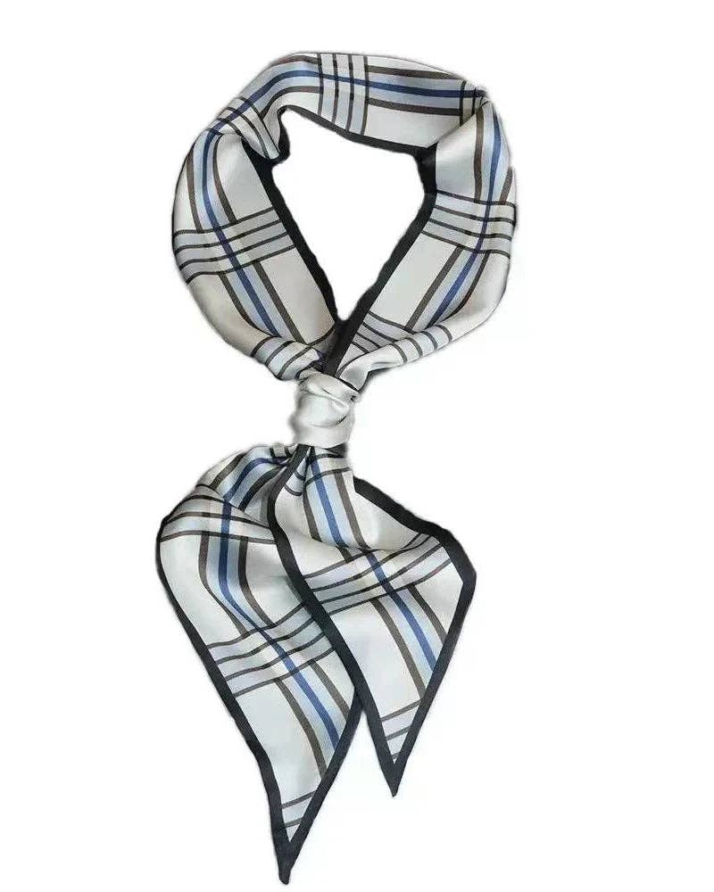 Greenwood Designs - Satin Neck Scarves & Bag Ties - Blue Check