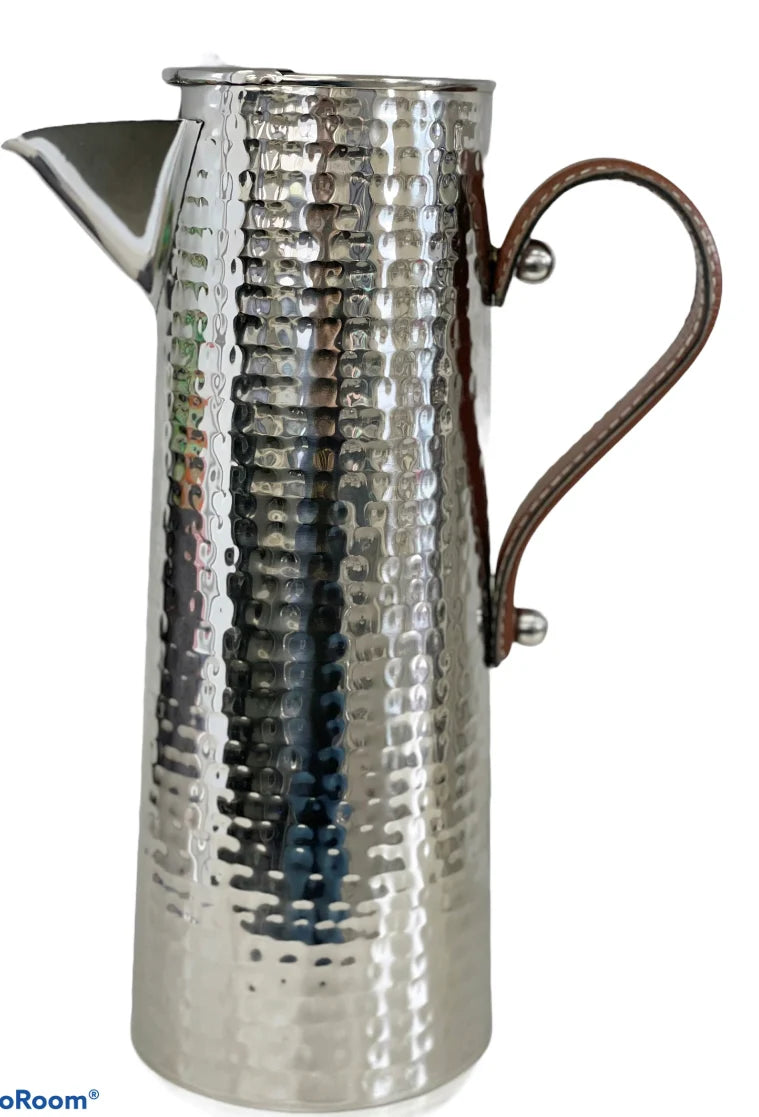 Flair Gifts & Home Large Mini Hammered Jug With Leather Handle - 2.5L 33CM