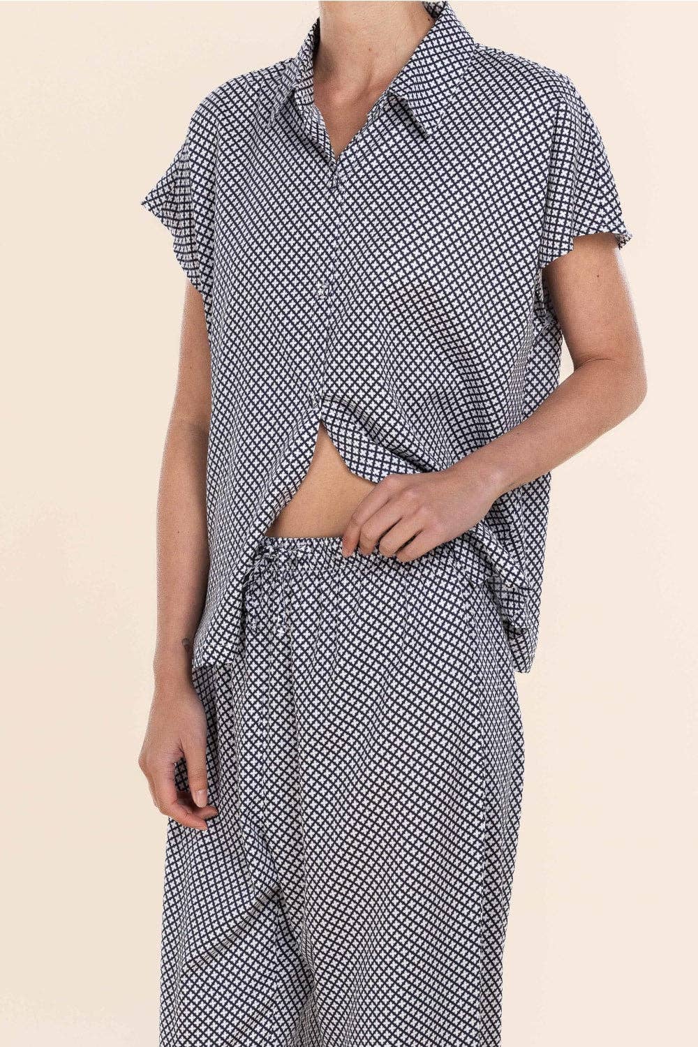 Gingerlilly - Cotton Pyjama Long Summer Set - Marlie Diamond Navy