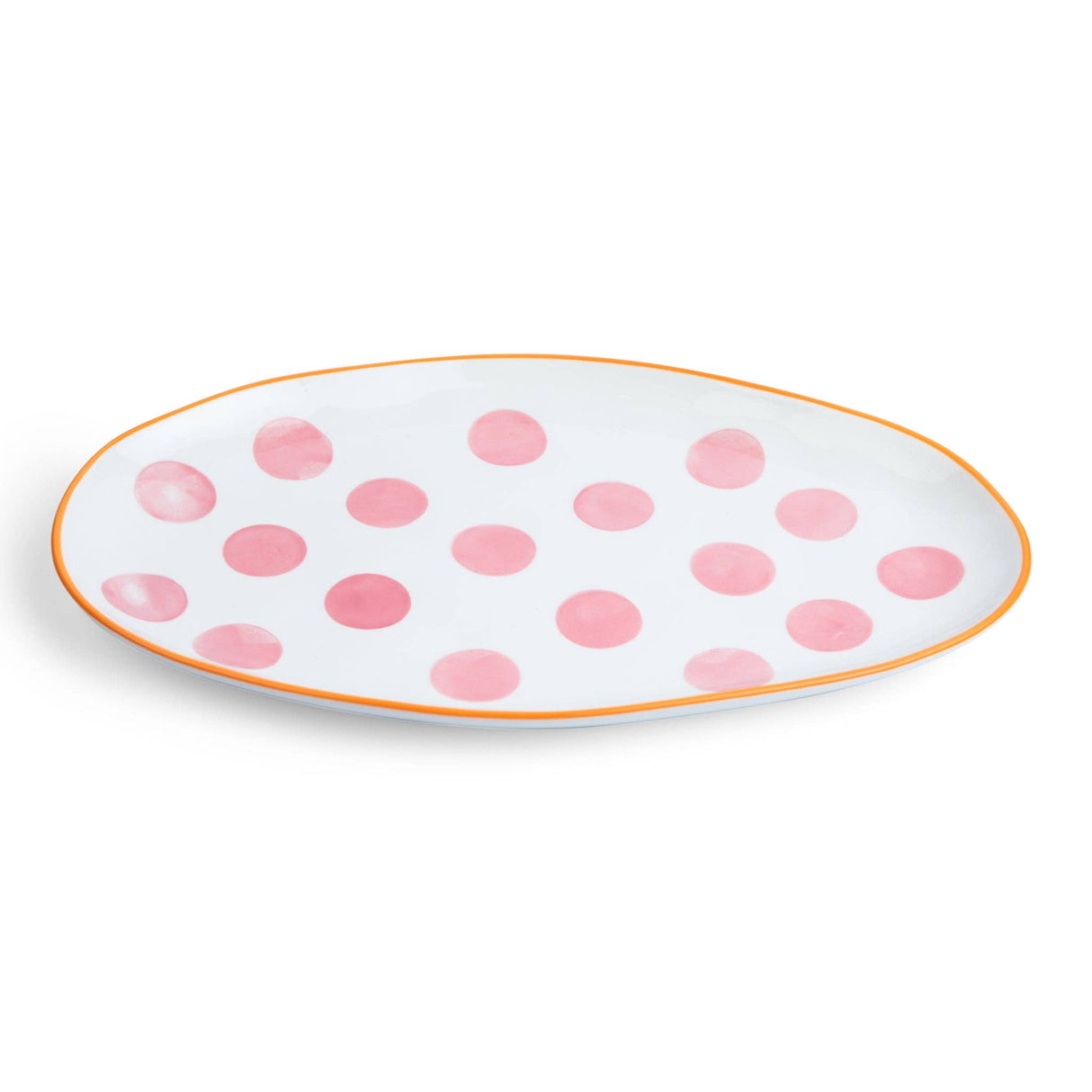 Noss and Co - Small Oval Ceramic Platter | Orange & Pink Spots