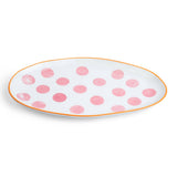 Noss and Co - Small Oval Ceramic Platter | Orange & Pink Spots
