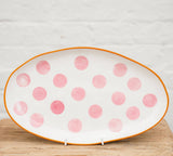 Noss and Co - Small Oval Ceramic Platter | Orange & Pink Spots