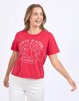 Foxwood Ladies Crim Cote D'azur Tee - Crimson