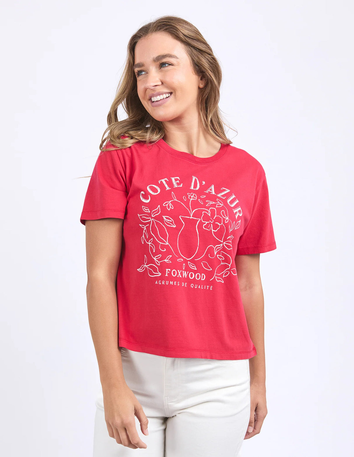Foxwood Ladies Crim Cote D'azur Tee - Crimson