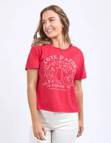 Foxwood Ladies Crim Cote D'azur Tee - Crimson