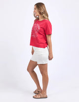 Foxwood Ladies Crim Cote D'azur Tee - Crimson