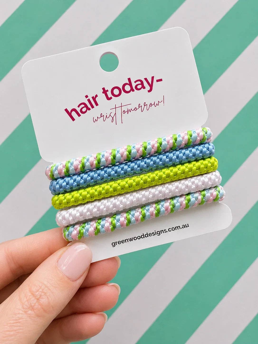 Greenwood Designs - Hair Elastics Pack - Lime Splice