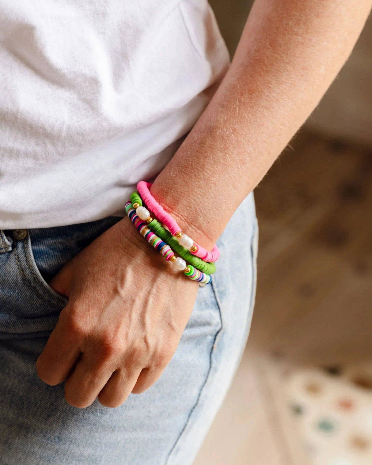Greenwood Designs - Pearl Pop Heishi Bead Bracelet