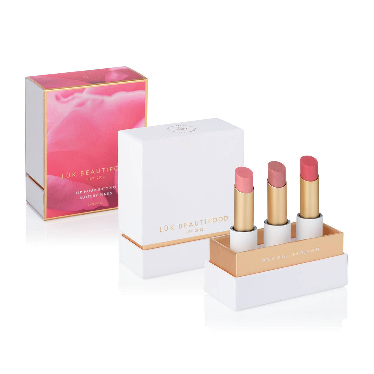Lux Beautifood Lip Nourish Trio Buttery Pinks