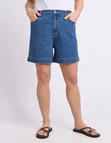 Elm Ladies Birdie Denim Short Mid Blue Wash