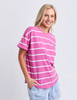 Elm Ladies Halli Short Sleeve Tee Magenta/White Stripe