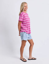 Elm Ladies Halli Short Sleeve Tee Magenta/White Stripe