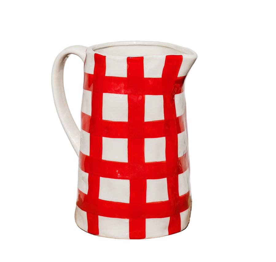Noss and Co - Medium Ceramic Jug | Red Gingham