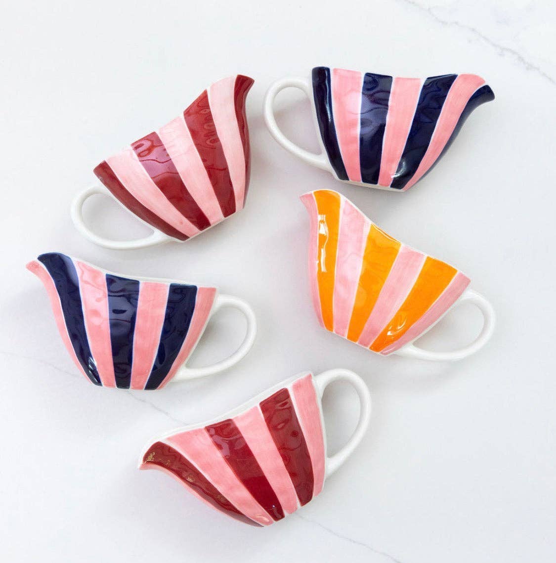 Noss and Co - Ceramic Gravy Jug | Pink & Orange Stripe