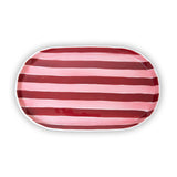 Noss and Co - Ceramic Oval Platter | Pink & Burgundy Stripe