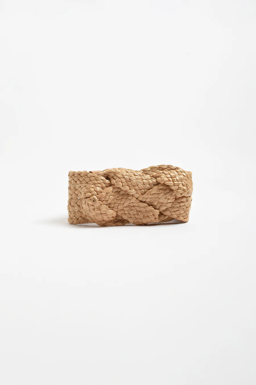 Adorne Ladies Knot Front Weave Stretch Belt - Natural