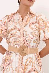 Adorne Ladies Woven Buckle Stretch Belt - Camel