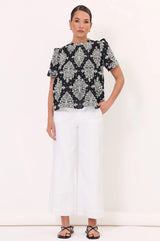 Adorne Ladies Pearl Pintuck Embroidered Top