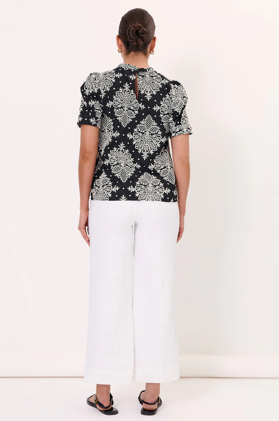 Adorne Ladies Pearl Pintuck Embroidered Top