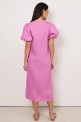 Adorne Ladies Marissa Tie Detail Linen Dress - Pink