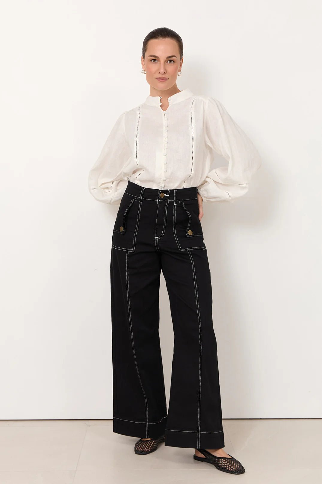 Adorne Juno Trim Detail Long Sleeved Top