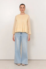 Adorne Ladies Camille Long Sleeve Pleated Top
