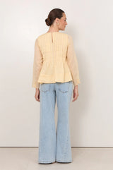 Adorne Ladies Camille Long Sleeve Pleated Top