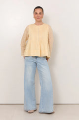 Adorne Ladies Camille Long Sleeve Pleated Top