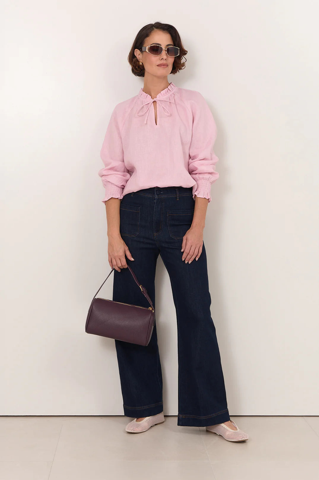 Adorne Ladies Adelaide Long Sleeve Linen Top