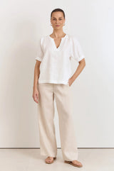 Adorne Ladies Harrie Pleated Linen Top