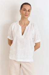 Adorne Ladies Harrie Pleated Linen Top