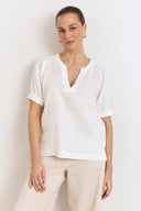Adorne Ladies Harrie Pleated Linen Top