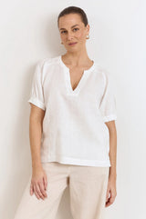 Adorne Ladies Harrie Pleated Linen Top
