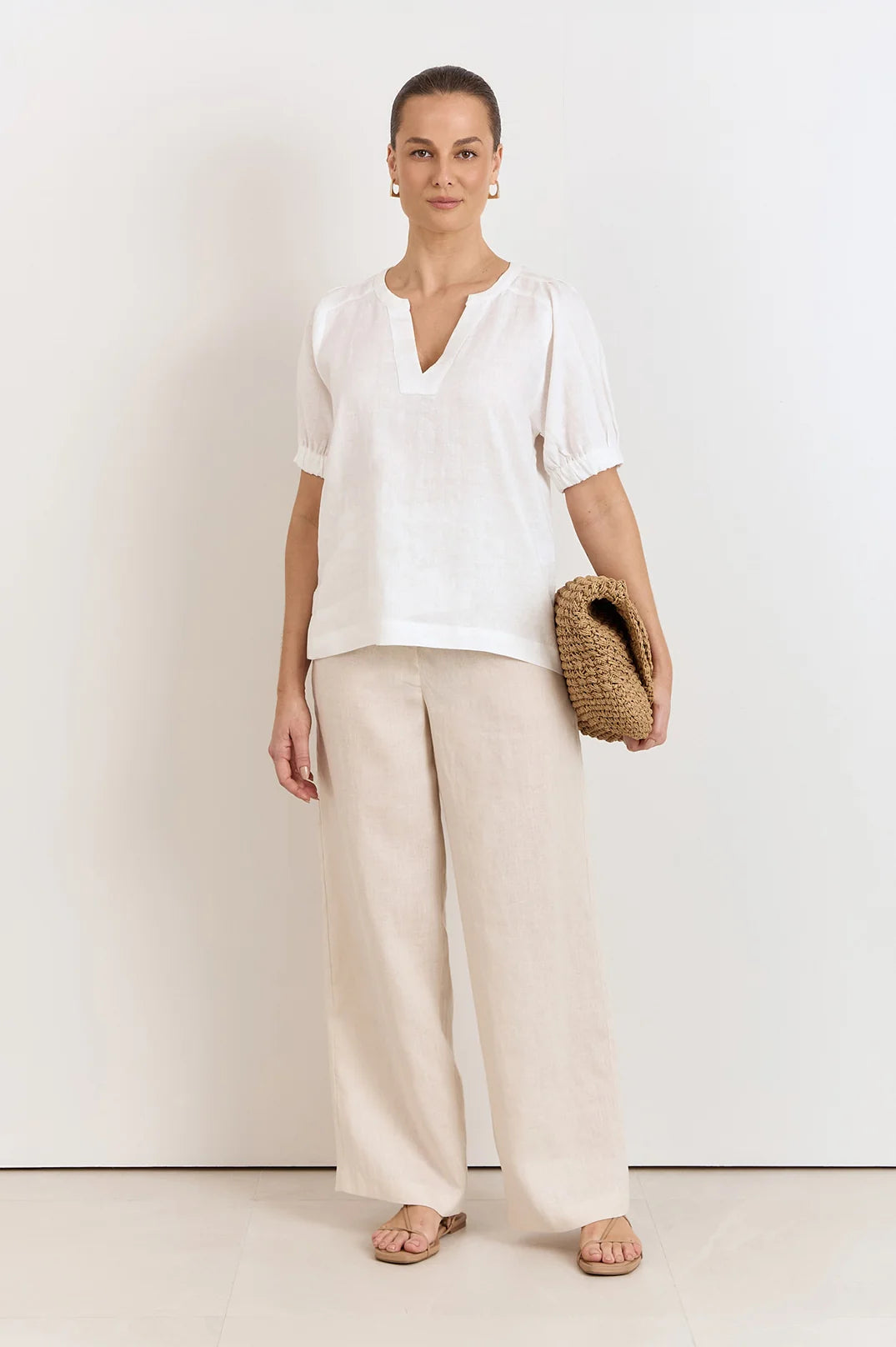 Adorne Ladies Harrie Pleated Linen Top