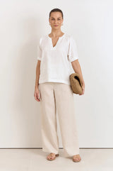 Adorne Ladies Harrie Pleated Linen Top