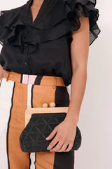 Adorne Ladies Tara Diamond Weave Timber Clutch