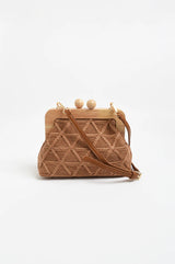 Adorne Ladies Tara Diamond Weave Timber Clutch