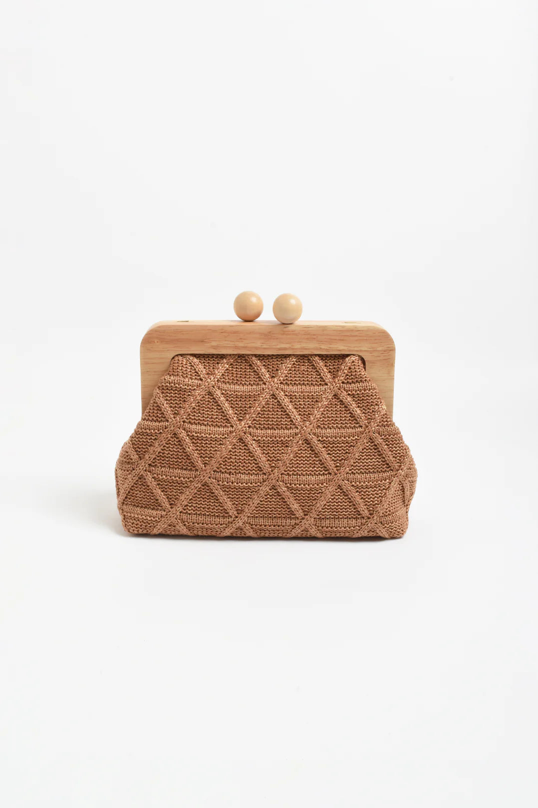 Adorne Ladies Tara Diamond Weave Timber Clutch