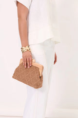 Adorne Ladies Tara Diamond Weave Timber Clutch