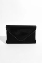 Adorne Elyssa Velvet & Gloss Envelope Clutch - Black