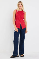 Flo & Frankie Ladies Aloft Red Fitted Long Vest