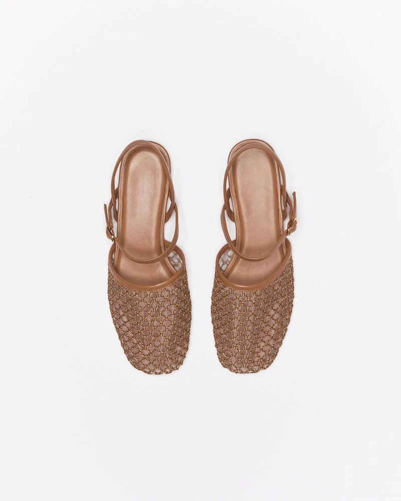 Walnut Ladies Annie Leather Flat