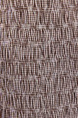 Stories Be Told Artifact Chocolate Mini Gingham Shirred Bubble Sleeve Top