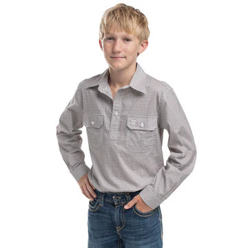 Just Country Boys Brayden Shirt - Grey & White Mini Check